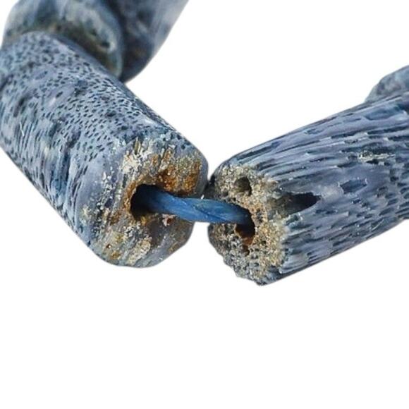 Vintage Natural Untreated Blue & Red Coral Heishi Bead Necklace Starfish Pendant - Picture 5 of 14